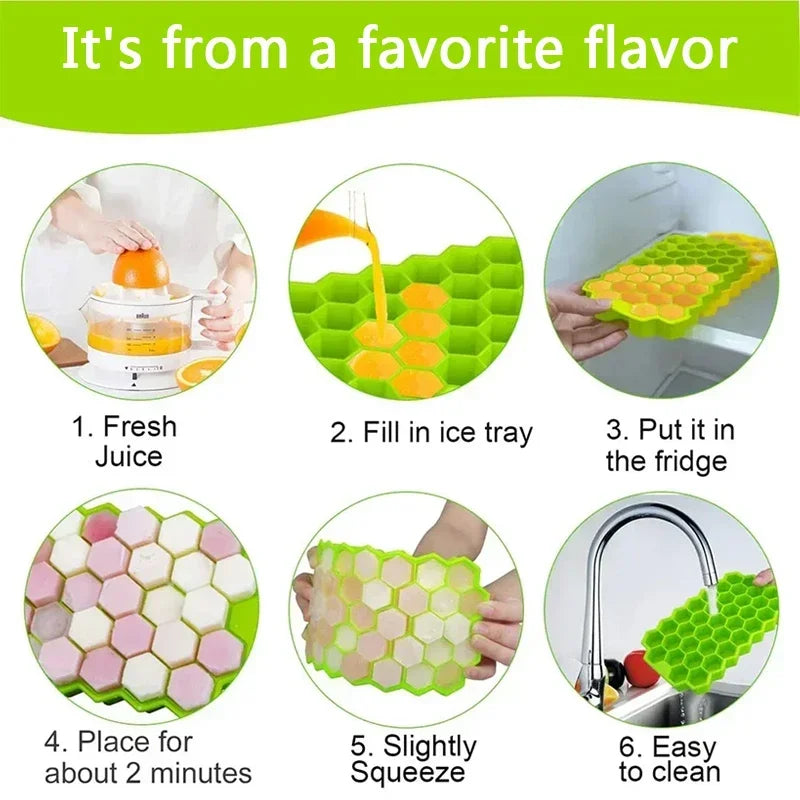37 Cavity Silicone Ice Cube Mold with Lids Large-capacity Ice Trays Food Grade Ice Maker BPA Free Reusable Kitchen Gadgets