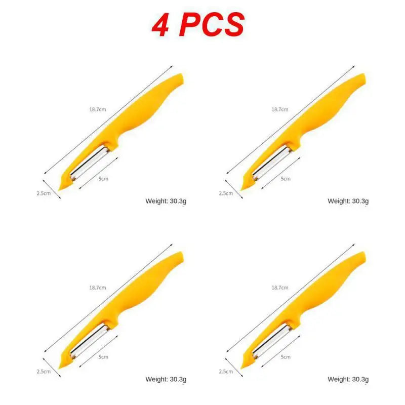 2/4/6PCS Melon Planer Knife Health Multi-function Stainless Steel Kitchen Gadget Vegetable Peeler One-word Modern Yellow