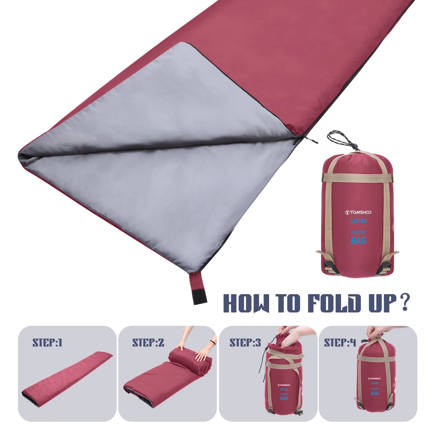 Tomshoo Ultralight Sleeping Bag for Adults 3 Season Outdoor Envelope Sleeping Bag for Camping Backpacking Travel Hiking Supplies