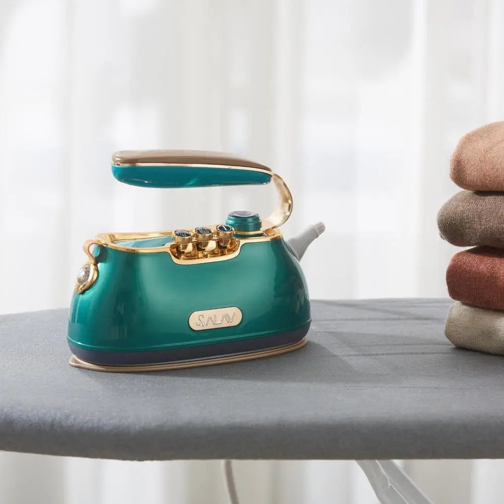 Compact Power Duo Steamer & Iron with Ceramic Plate Wrinkle Releaser & Garment Presser Retro Design Dual Heating Tech Organ