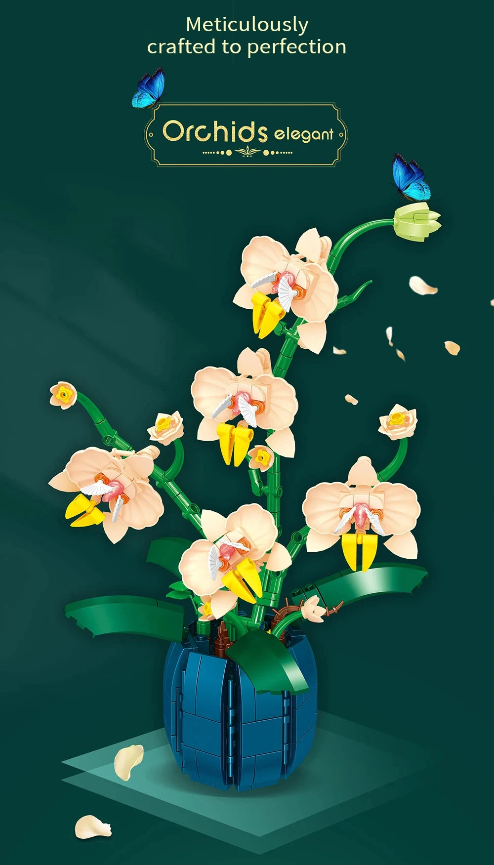 616PCS Orchid Building Blocks Flowers Bouquet Flower Blocks Bonsai Plant Model Bricks Romantic Home Decoration Toy For Kids Gift