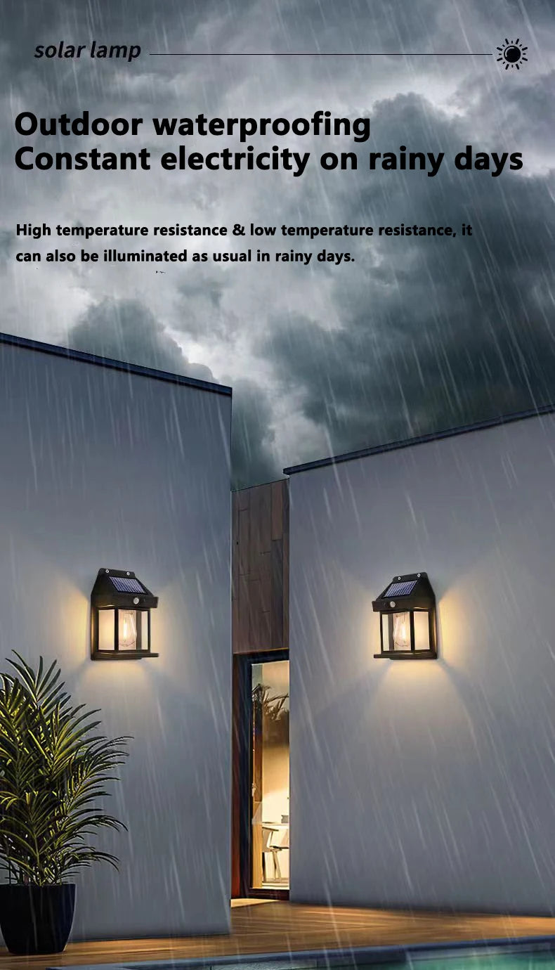 Outdoor Solar Tungsten Wall Light with Motion Sensor IP65 Waterproof LED Safety Light for Patio Outdoor Deck Porch Barn Balcony