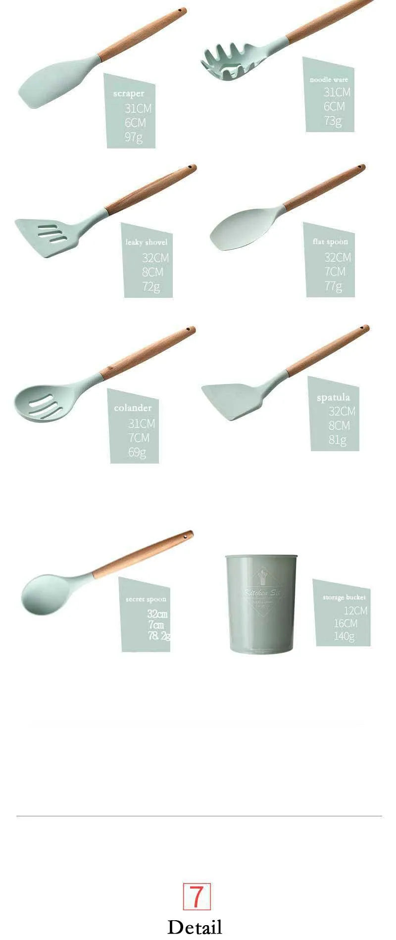 Heat Resistant Silicone Kitchenware Cooking Utensils Set Kitchen Non-Stick Cooking Utensils Baking Tools With Storage Box Tools