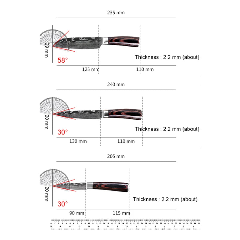 Kitchen Knives High Stainless Steel Chef Knife Slicing Butcher Boning Knife Cleaver Meat Vegetables Fruit Fish Filleting Knife