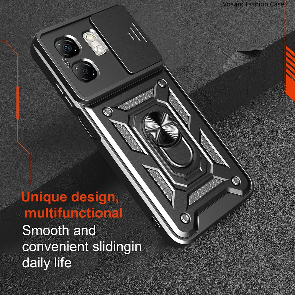 Slide Lens Camera Protect Armor Funda for Infinix Smart 9 Case Magnetic Rotate Ring Stand Holder Cover for Infinix Hot 50i Case
