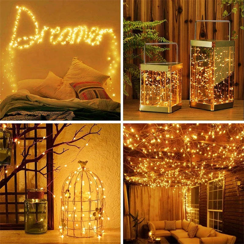 7m/12m/22m/32m/52m/102m LED Solar String Light Outdoor Garden Fairy Lights 1000 Leds Waterproof Lamp for Christmas Party Decor