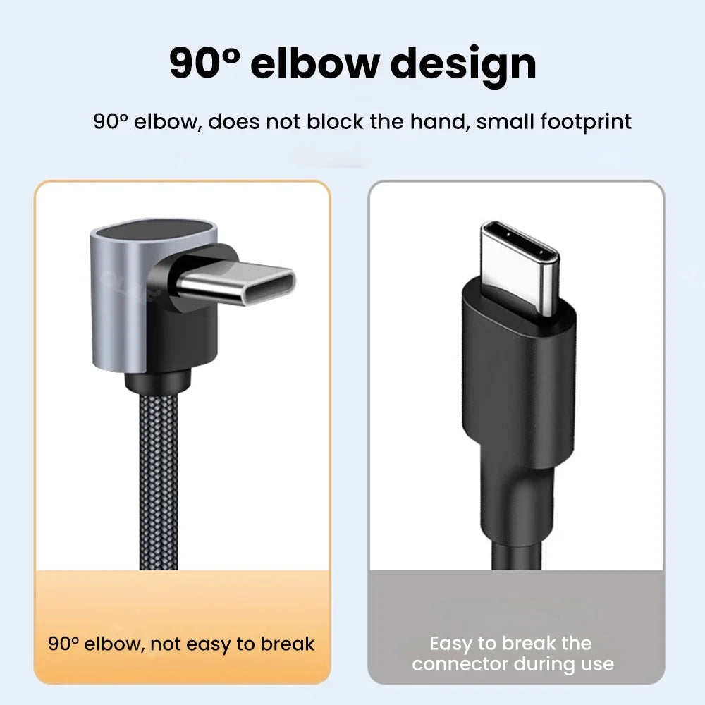25cm/50cm Short USB Type C to Type C Cable 90 Degree Elbow USB C Cable Fast Charging For iphone 15 Xiaomi Huawei Power Bank Wire
