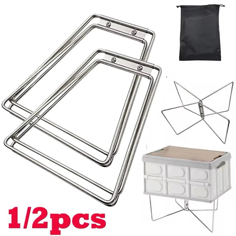 1/5PCS Stainless Steel Bracket Lightweight Foldable Cooler Bracket Camping Non-slip Picnic Barbecue Cooking Ice Bucket Rack