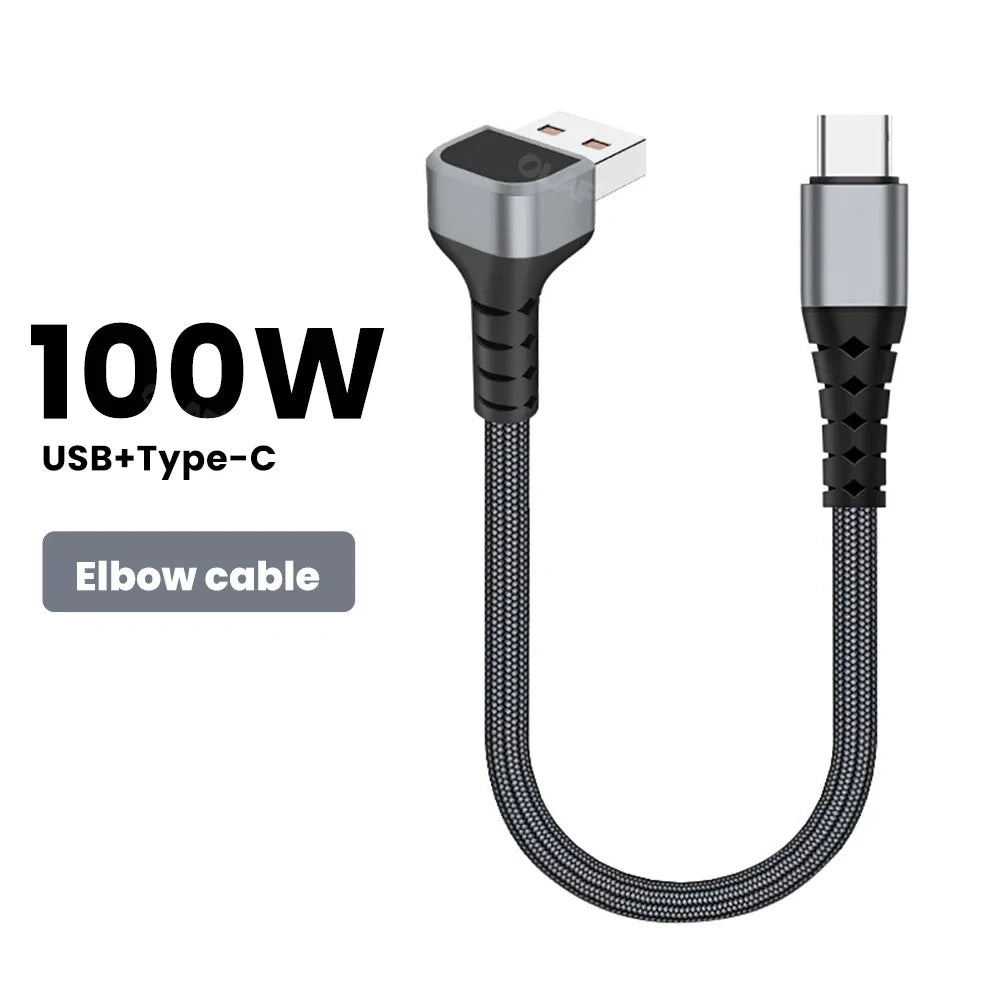 25cm/50cm Short USB Type C to Type C Cable 90 Degree Elbow USB C Cable Fast Charging For iphone 15 Xiaomi Huawei Power Bank Wire