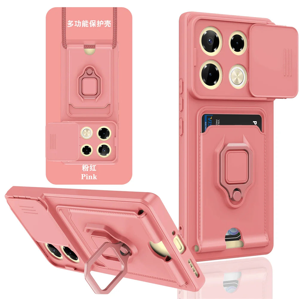For Xiaomi 14T Pro Case Ring Stand Rotating Slide Camera Lens Soft Shockproof Cover for Xiaomi 14T Camera Protection Phone Cases