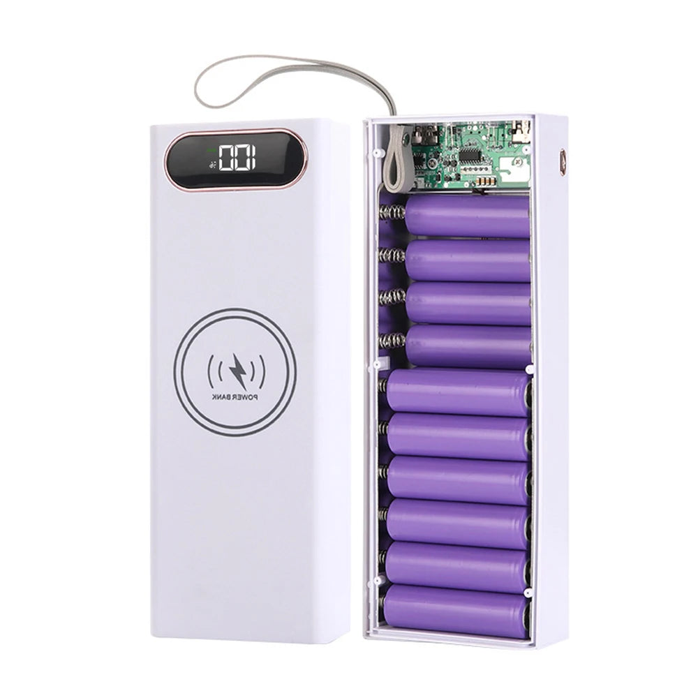 20x18650 Batteries Power Bank Case DIY Mobile Power Supply Battery Storage Boxes 22.5W Fast Charge With 15W Wireless Charging
