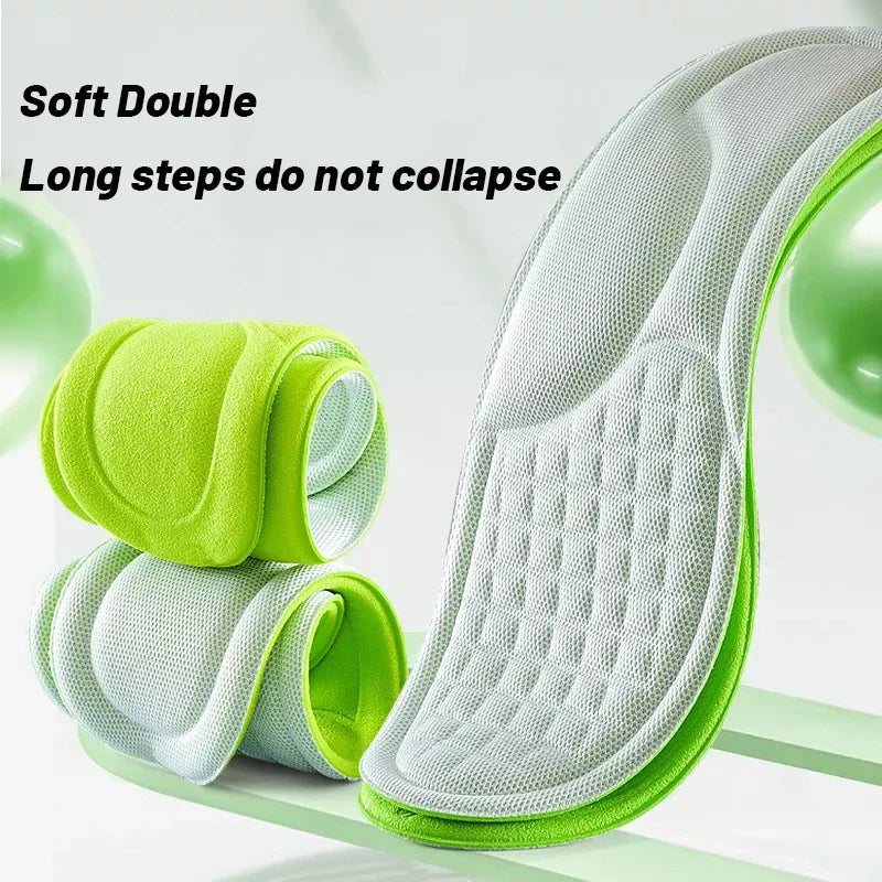 Sports Insoles for Shoes 5D Massage Soft Deodorant Breathable Shock Absorbant Cushion Running Insoles for Feet Men Women