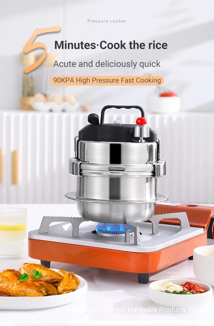 0.8-2L outdoor small pressure cooker camping 304 stainless steel portable kitchen rice cooker cooking tools pressure cooker