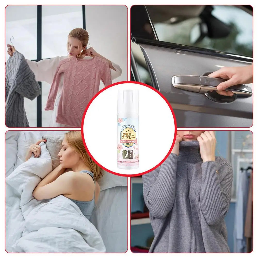 Static Remover For Clothes 100ml Instant Wrinkles Release Spray Travel Size Odorless Static Remover Eliminate Static Shock