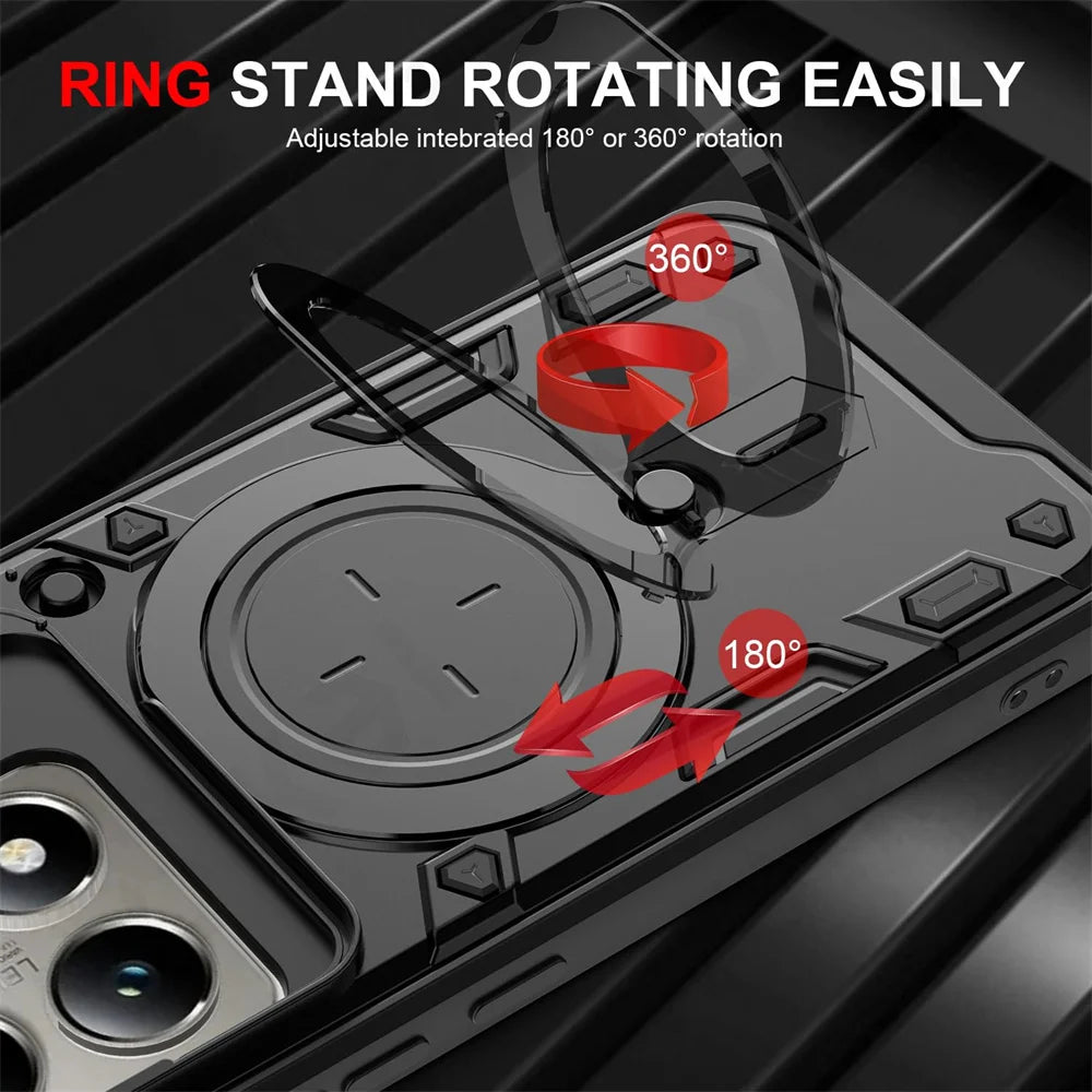 Case For Xiaomi 14T Redmi Note 13 Pro Plus 4G 5G Redmi Note 13 Pro Magnetic Rotat Camera Slide Protector Ring 360 Stand Cover