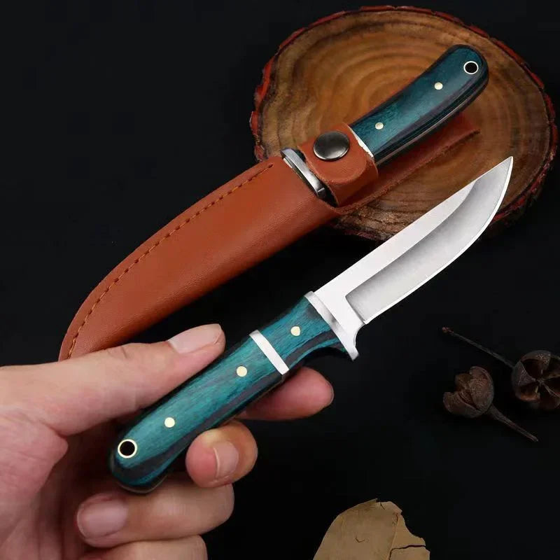 Barbecue Knife Can Open Bottle Cleaver Meat Fruit Vegetables Utility Boning Knife Kitchen Chef  Knives Wooden Handle With Sheath