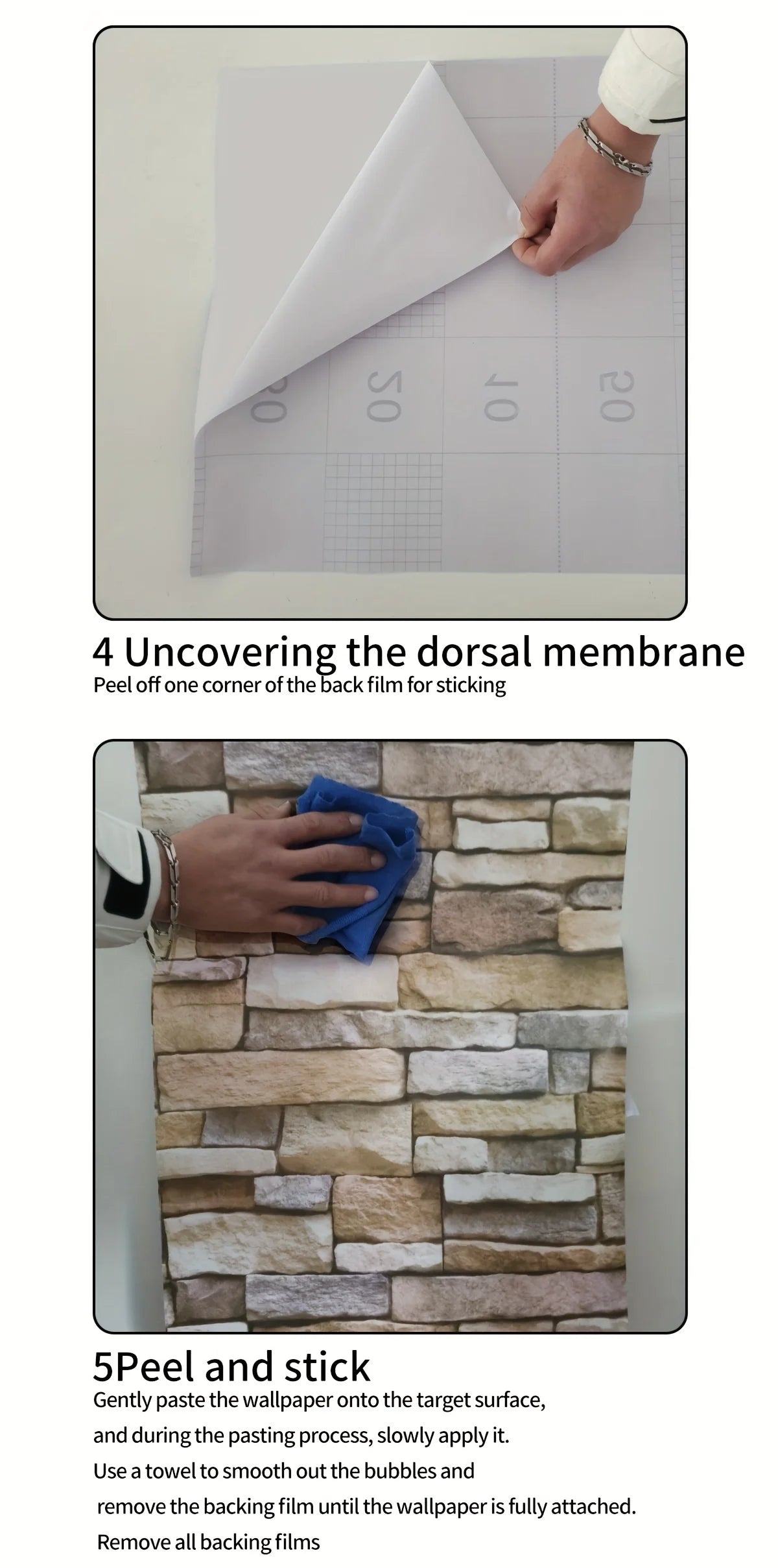 Vinyl Stone Pattern Decor Contact Paper for Home Decor Self Adhesive Waterproof Removable Wallpaper for Living Room Wall Decor