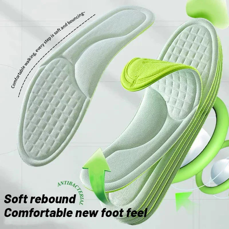 Sports Insoles for Shoes 5D Massage Soft Deodorant Breathable Shock Absorbant Cushion Running Insoles for Feet Men Women