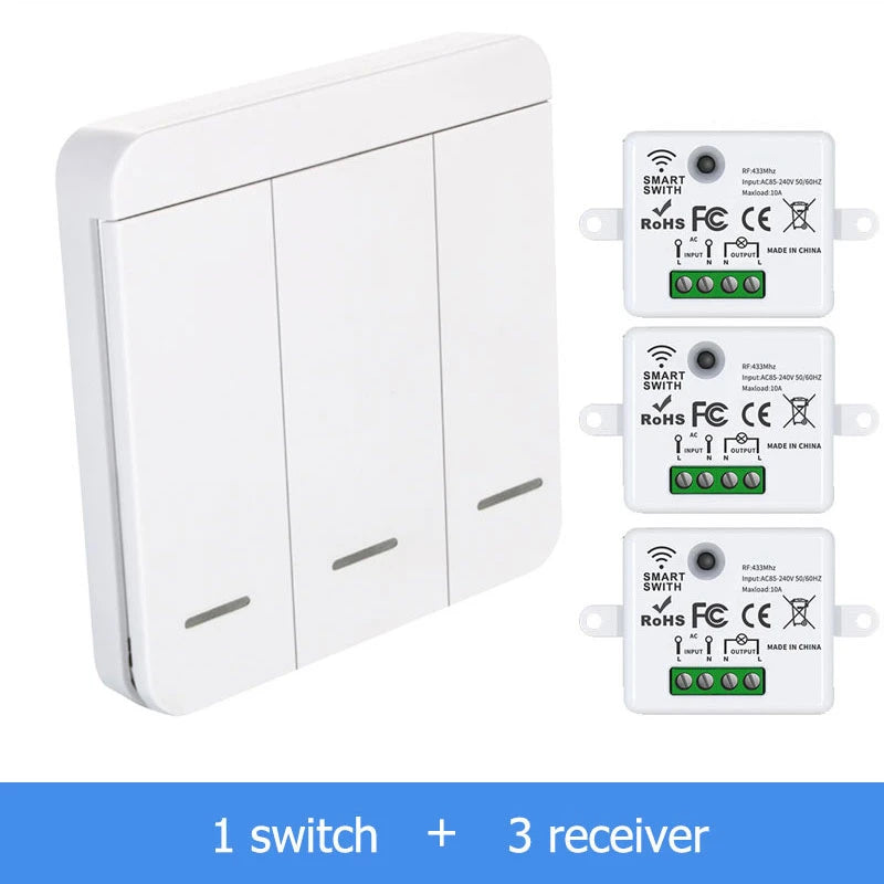 Wireless Smart Wall Switch RF 433Mhz Interruptor Light Switch Remote Control 86 Panel Receiver For Lamp Home Decoration
