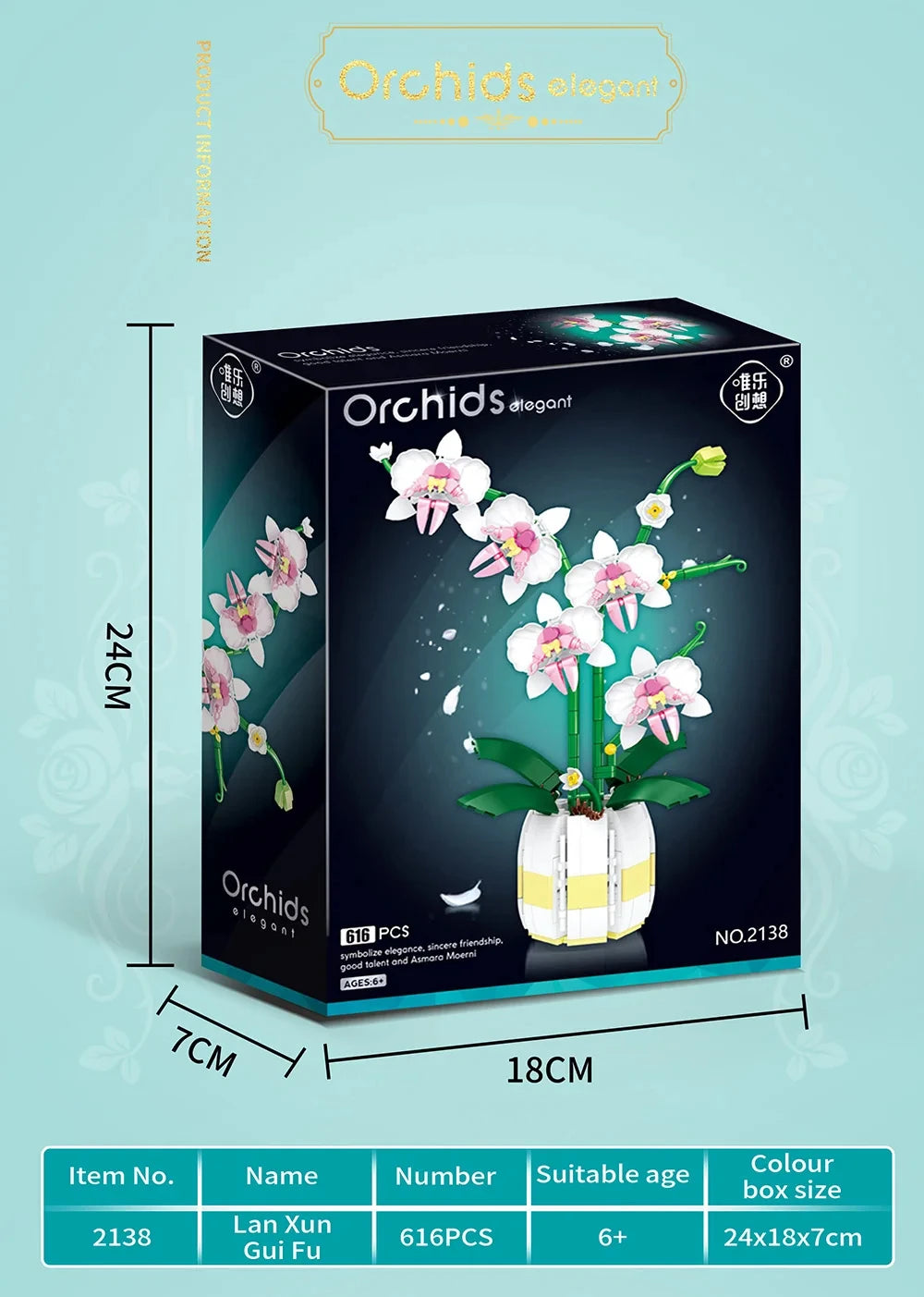 616PCS Orchid Building Blocks Flowers Bouquet Flower Blocks Bonsai Plant Model Bricks Romantic Home Decoration Toy For Kids Gift