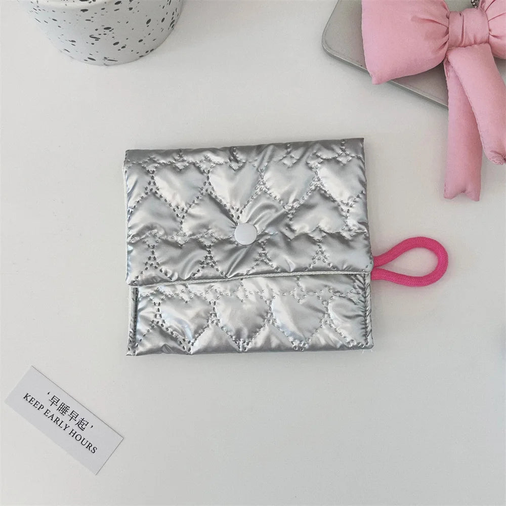 Silver Lingge Bow Pattern  Coin Purses Small Canvas Coin Wallet Lady Girls Earphone Coin Key Money Storage Bag Zipper Pouch