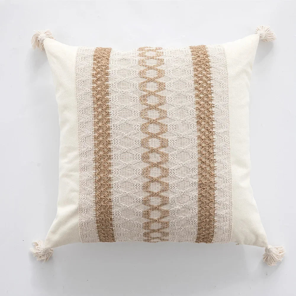 30x50/45x45cm Bohemian Linen Embroidered Fringed Throw Pillow Cover Waist Light Luxury Cushion Cover Pillowcase Home Decor
