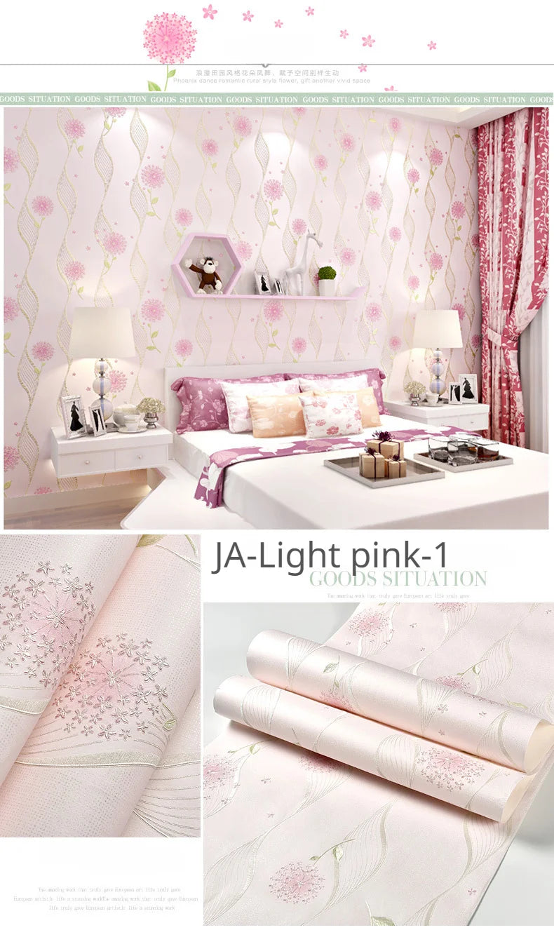 Floral Wallpaper Self-adhesive Warm Girl Bedroom 3d Thickening Wall Decoration Stickers Living Room Restaurant Sofa Background