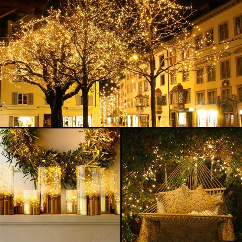 7m/12m/22m/32m/52m/102m LED Solar String Light Outdoor Garden Fairy Lights 1000 Leds Waterproof Lamp for Christmas Party Decor