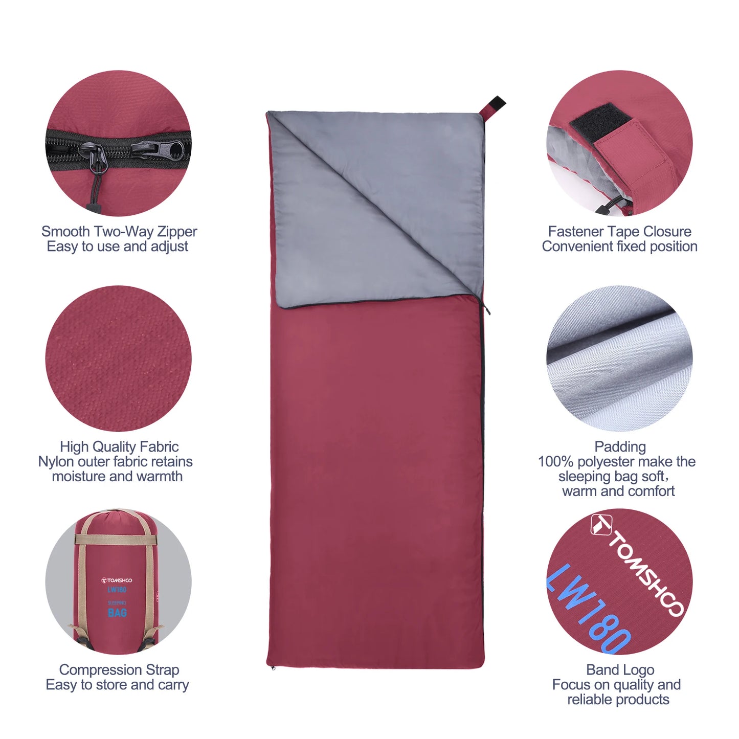 Tomshoo Ultralight Sleeping Bag for Adults 3 Season Outdoor Envelope Sleeping Bag for Camping Backpacking Travel Hiking Supplies