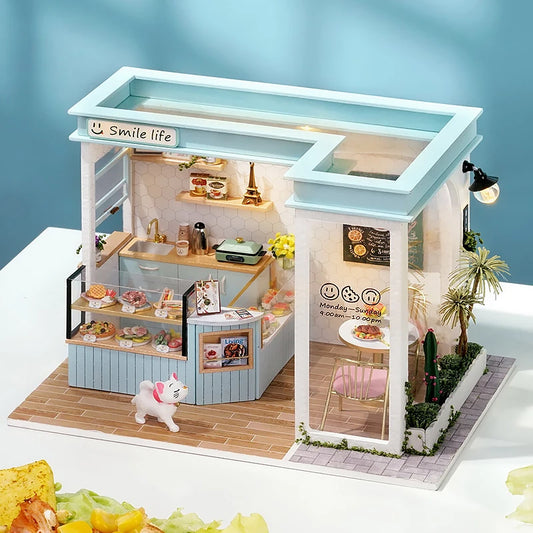 Wooden Miniature Doll House DIY Small House Kit 3D Puzzle Assemble Building Model Home Bedroom Decoration With Furniture Gifts