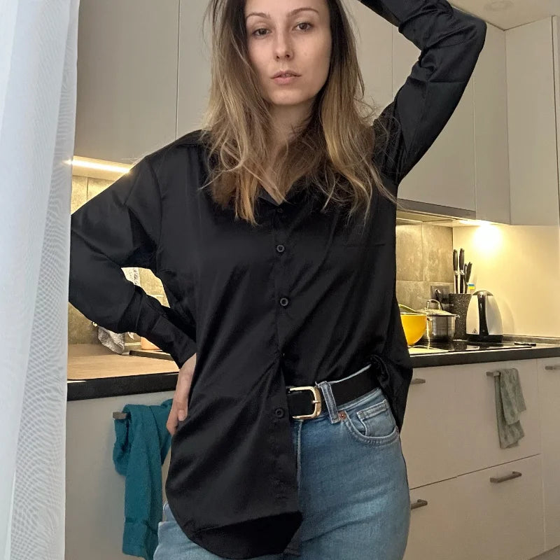 Autumn Fashion Button Up Shirt Spring Vintage Blouse Women White Lady Long Sleeves Female Loose Streetwear Shirts Design Tops