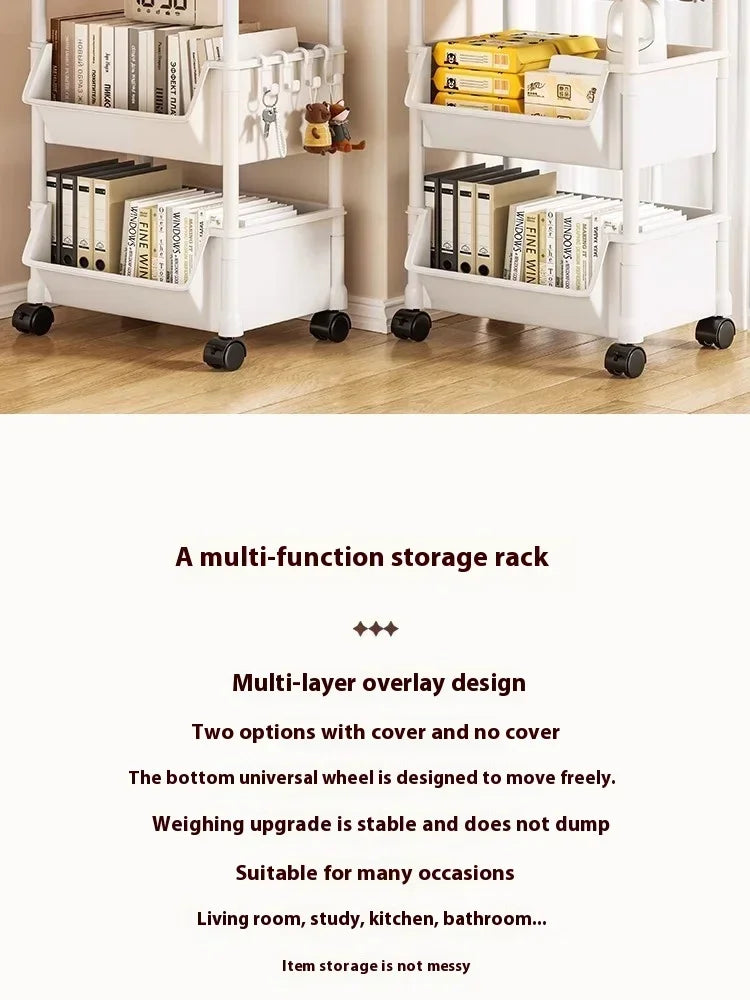 Rack Trolley Bookshelf Kitchen Storage Rack Kitchen Corner Narrow Slit Storage Cabinet Bathroom Living Room Snacks Rack