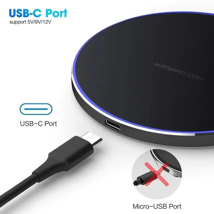 60W Wireless Charger Pad for iPhone 14 13 12 11 Pro Max X Samsung Xiaomi Huawei QC Power Bank Fast Charging Dock Station