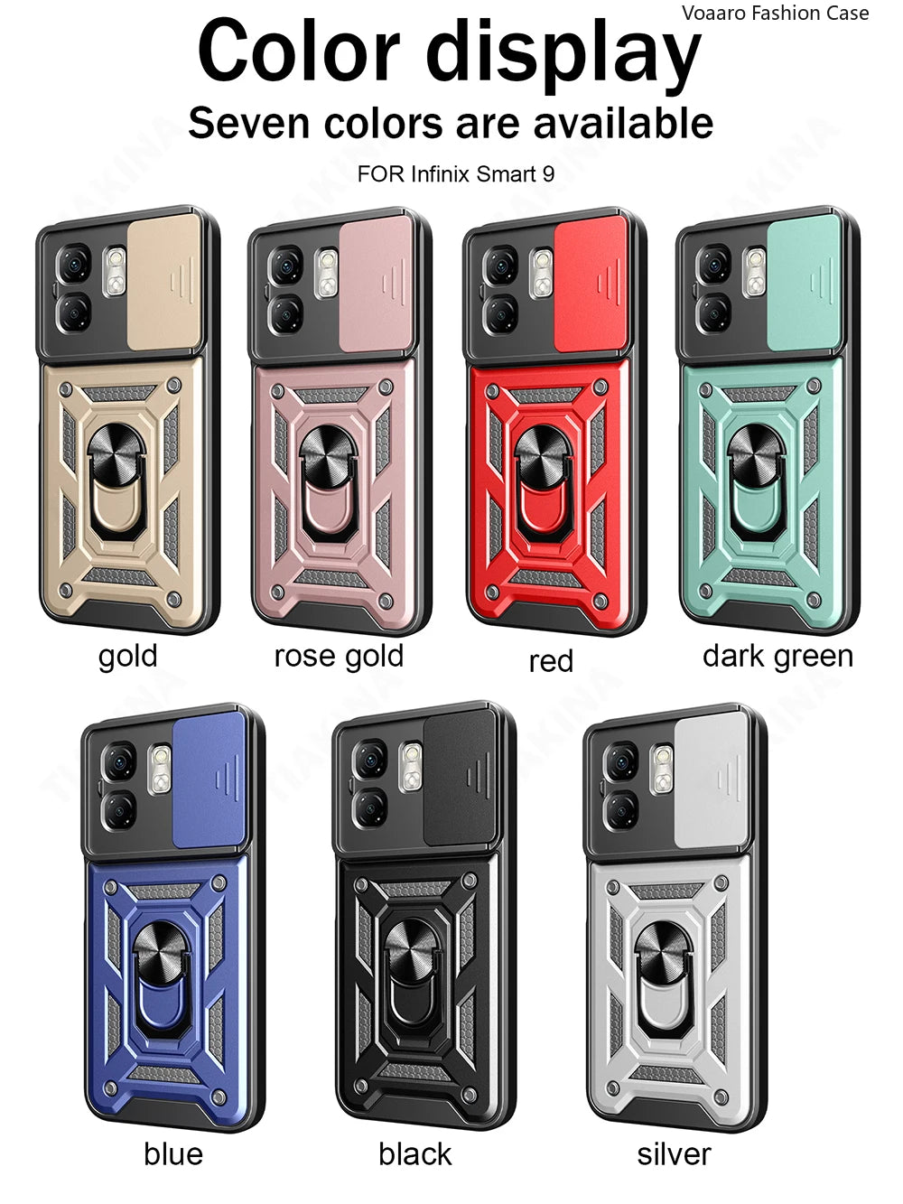 Slide Lens Camera Protect Armor Funda for Infinix Smart 9 Case Magnetic Rotate Ring Stand Holder Cover for Infinix Hot 50i Case