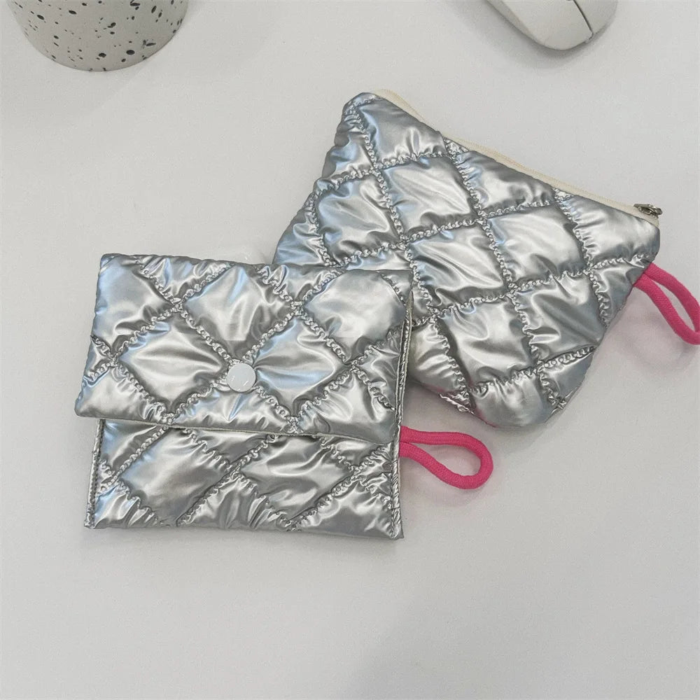 Silver Lingge Bow Pattern  Coin Purses Small Canvas Coin Wallet Lady Girls Earphone Coin Key Money Storage Bag Zipper Pouch
