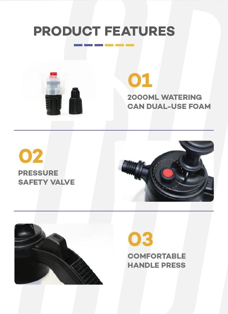 Continuous Hand Pump Pressure Sprayer, Hand held Garden Sprayer for Home, Lawn, Garden, Car Detailing and More, 2 L / 0.5 Gallon