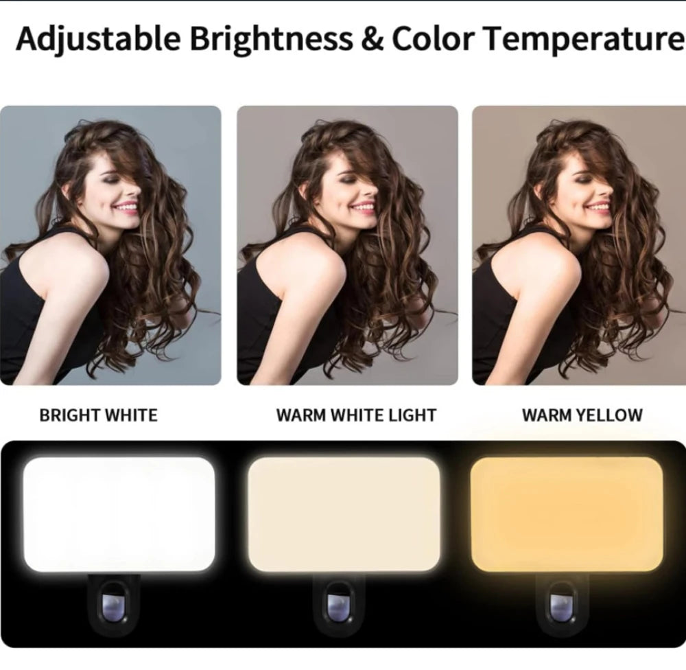 New Portable Mini Selfie Fill Light Rechargeable 3 Modes Adjustable Brightness Clip On For Mobile Phone Computer Fill Light