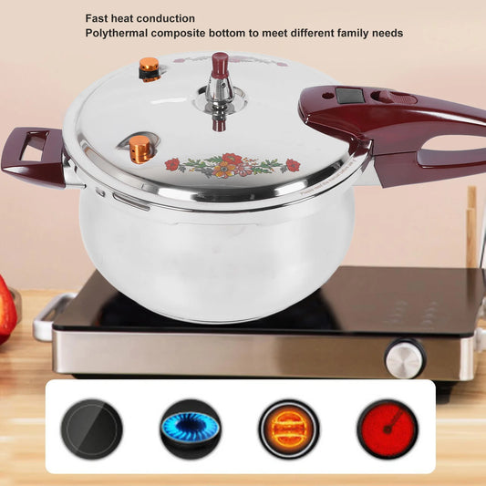 11L Pressure Cooker 80KPA Stainless Steel Multifunctional Multiple Security Guard with Ergonomic Handle Stovetop Pressure Cooker