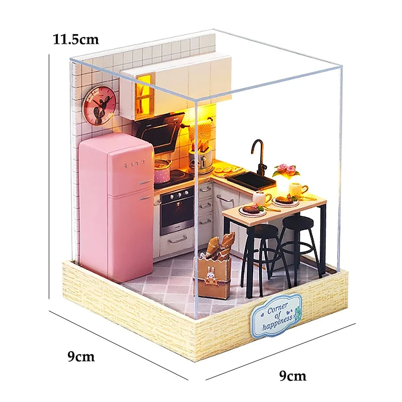 Wooden Miniature Doll House DIY Small House Kit 3D Puzzle Assemble Building Model Home Bedroom Decoration With Furniture Gifts