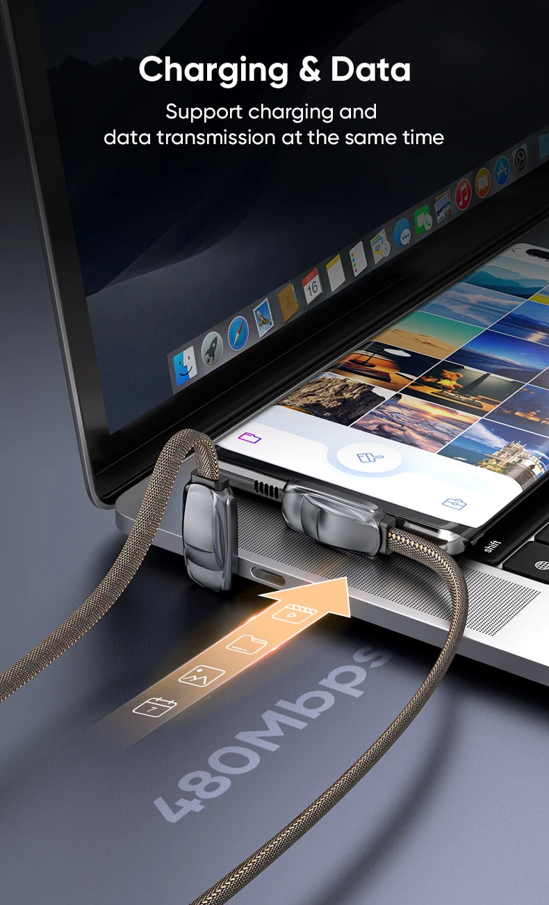 AUFU 240W USB C To Type C Cable for iPhone15 Macbook PC Samsung Xiaomi POCO Games Angle PD 5A Fast Charging Cable Data USB Cable