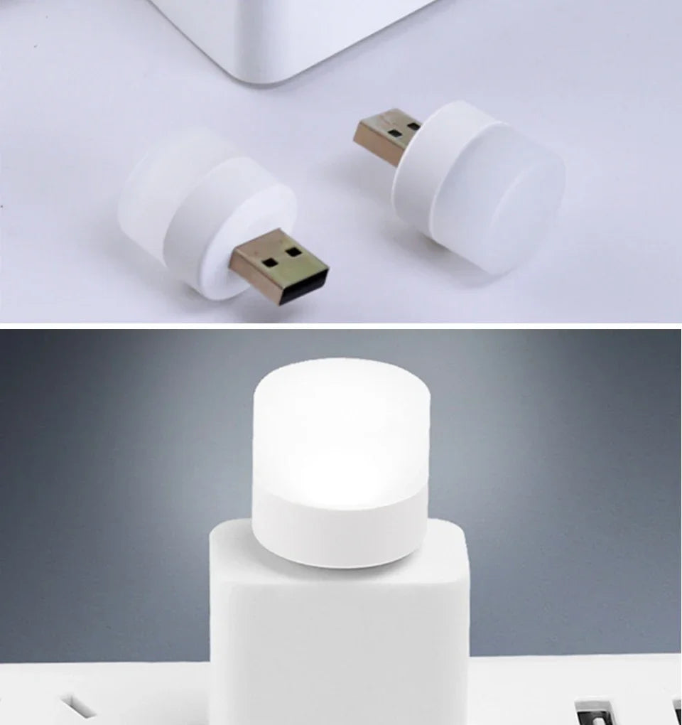 10pcs USB Plug LED Reading Lamps Eye Protection round Light for Computer Mobile Power Small Book Night Light