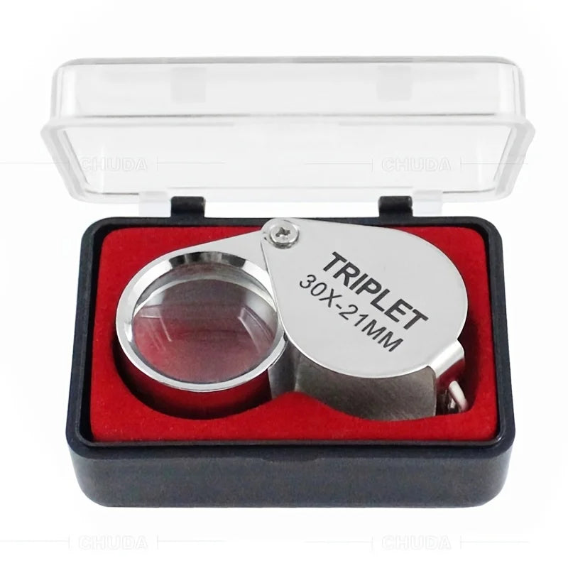 Folding Jewelry Loupe Portable Magnifying Glass Pocket Size Lovely Jewelry Magnifier Glasses 30X Magnification Metal
