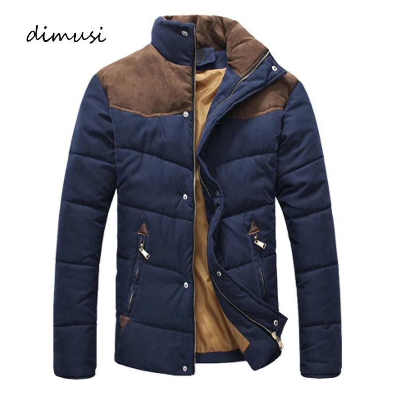 DIMUSI Winter Diamond Warm Jacket Men Casual Cotton Stand Collar Parkas Male Outwear Windbreaker Coats Clothing 4XL