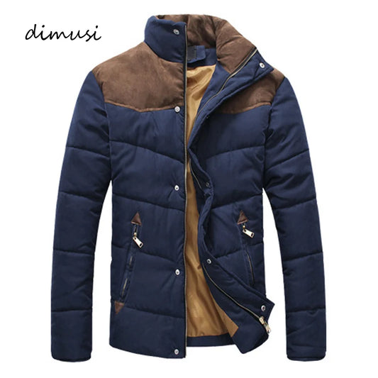 DIMUSI Winter Diamond Warm Jacket Men Casual Cotton Stand Collar Parkas Male Outwear Windbreaker Coats Clothing 4XL
