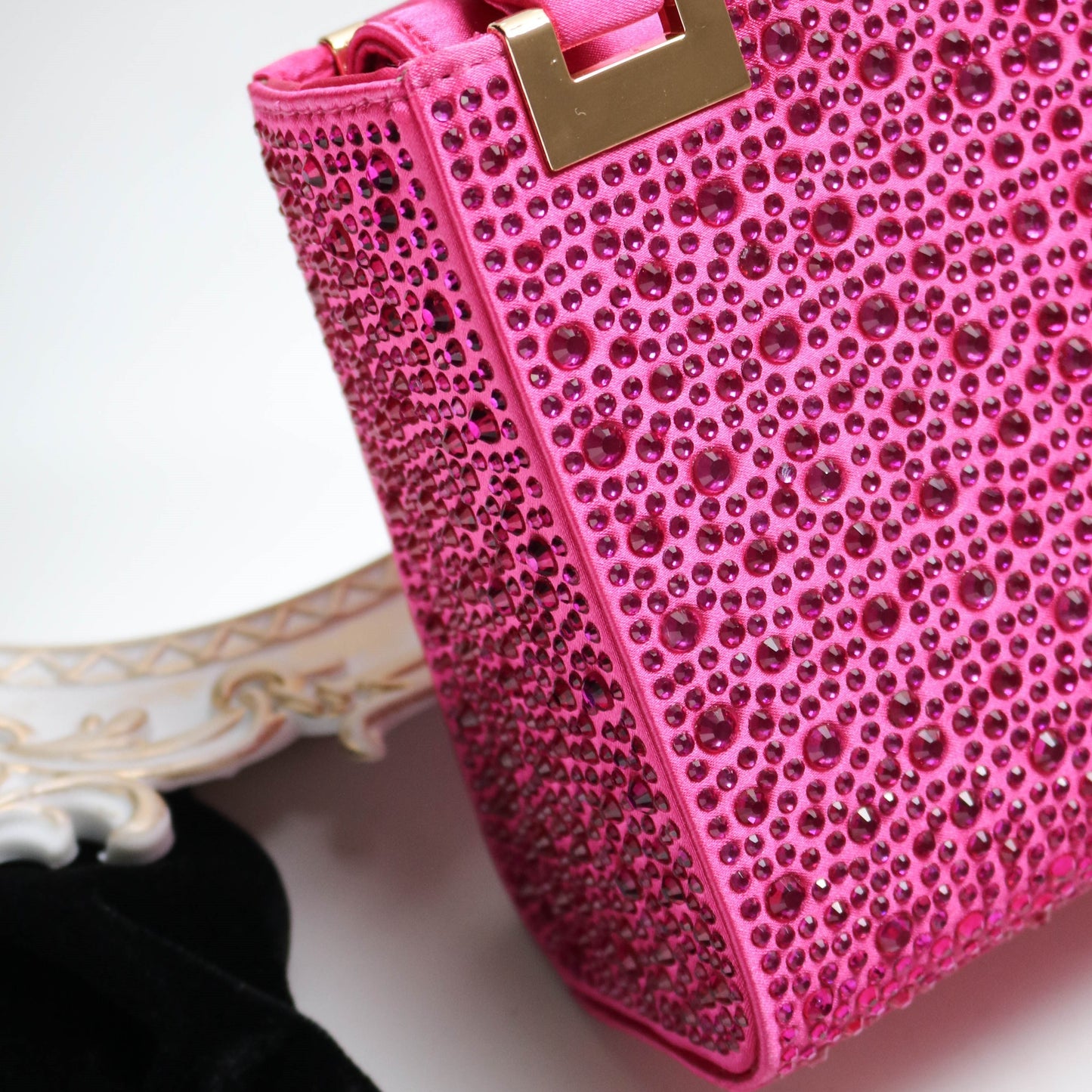 [Trending] Elegant Rhinestone Square Evening Clutch - Perfect for Weddings, Proms & Formal Events - Magenta with Polyester Lining