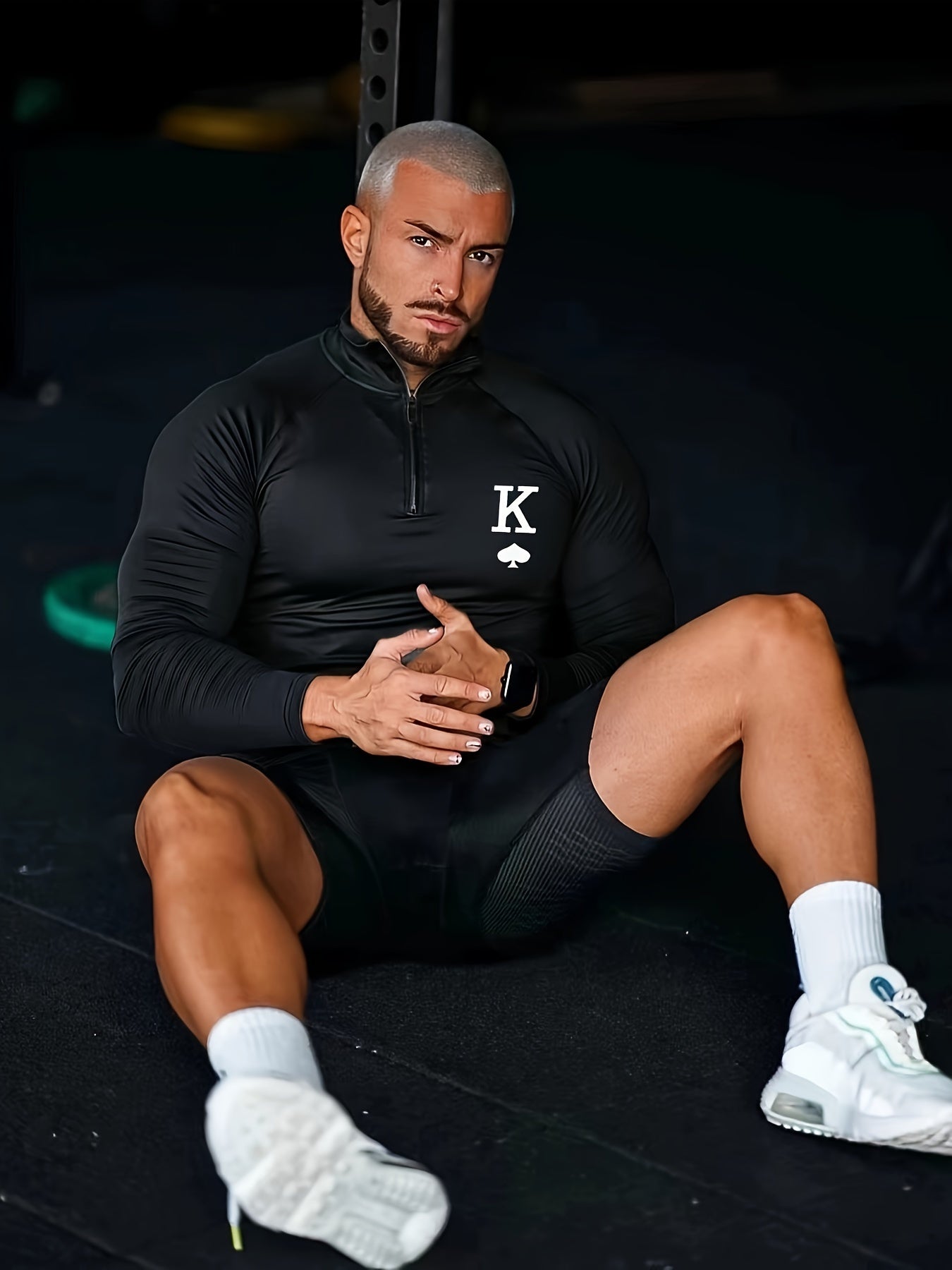 [Trending] Men's Athletic Long Sleeve Zip-Up Shirt - Stretchy, Breathable Polyester Blend for Running & Training