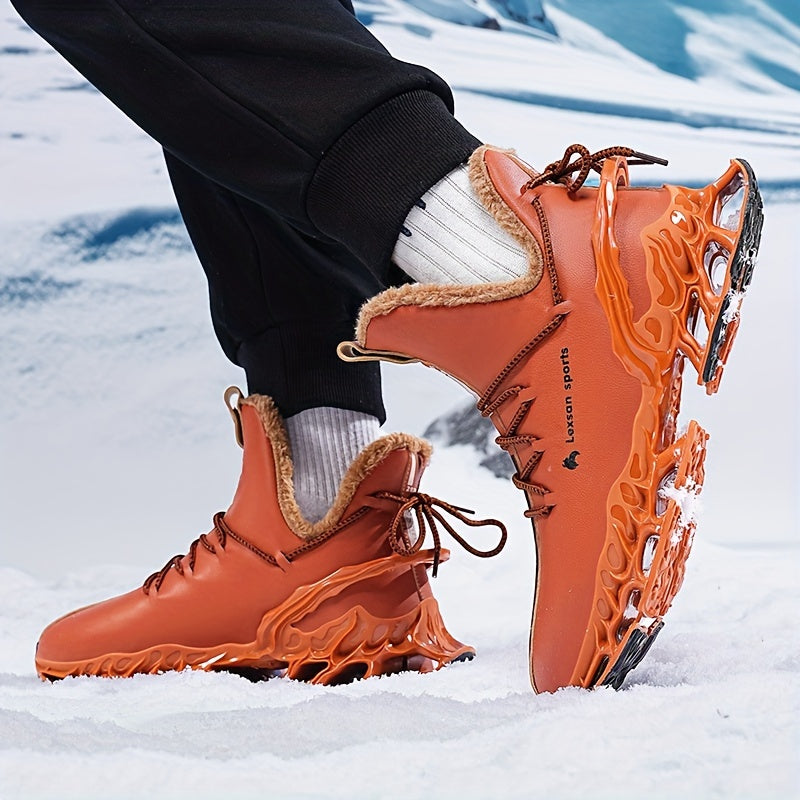 [Winter Snow Boots] Men's Winter Snow Boots with Plush & TPU Sole - Warm Lace-Up Ankle Boots with Arch Support, Slip-Resistant Traction Tread, Snow Boots For Men, Snow Boots For Women, Snow Boots For Men Winter, Snow Boots Fo