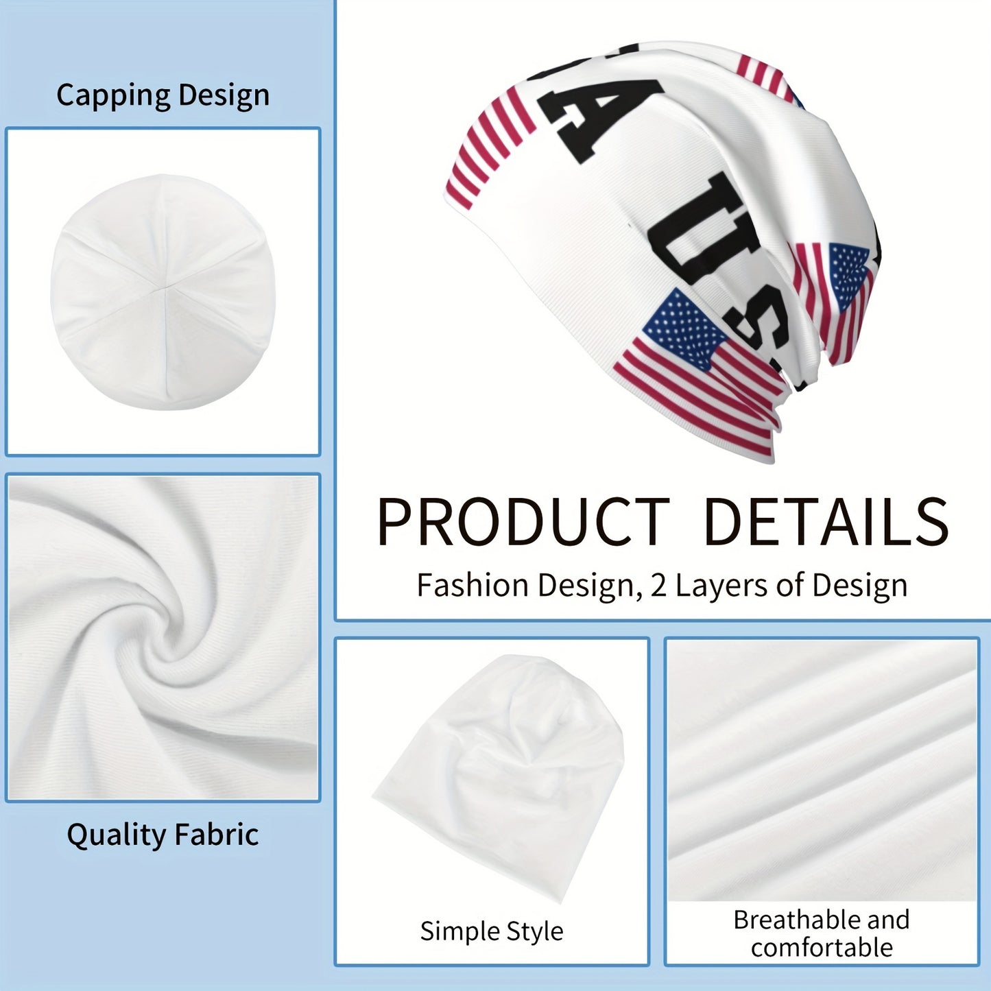 [Trending] USA-Themed Soft & Lightweight Beanie Hat - Perfect for Sports, Funky Style, Hand Washable