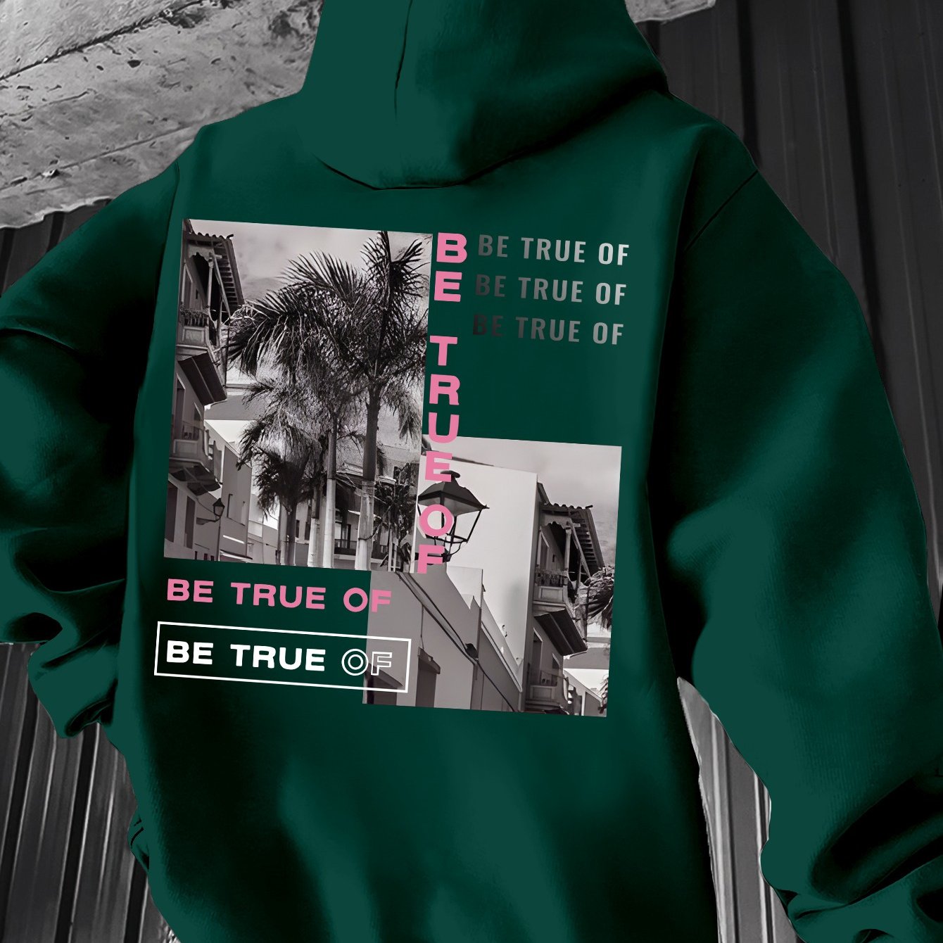 [Trending] Men's Casual Hoodie with Geometric Print - Stretchy Polyester Blend, Machine Washable, Kangaroo Pocket | Perfect for Spring & Fall