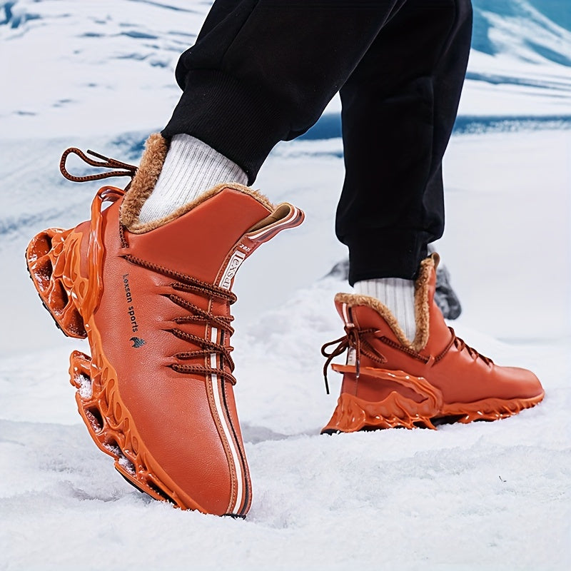 [Winter Snow Boots] Men's Winter Snow Boots with Plush & TPU Sole - Warm Lace-Up Ankle Boots with Arch Support, Slip-Resistant Traction Tread, Snow Boots For Men, Snow Boots For Women, Snow Boots For Men Winter, Snow Boots Fo